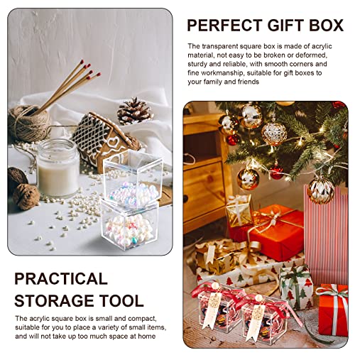 150 Pcs Clear Acrylic Box with Lid Square Mini Gift Containers – 5.5x5.5x5.5 cm, Tuanse