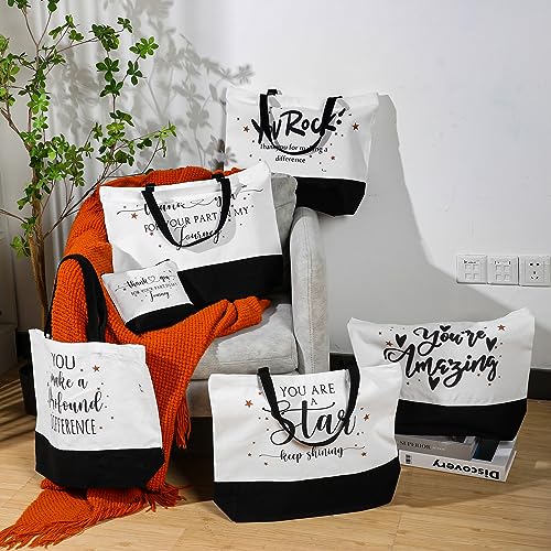 Cunno 24 Pcs Thank You Gifts Bag Bulk for Volunteer Women Canvas Tote Bag for Team Coworker Social Worker Nurse Teacher Staff(Classic Thank You)