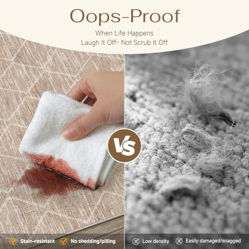 HUGEAR 6x9 Brown Washable Area Rug for Living Room - Non-Slip, Easy Clean
