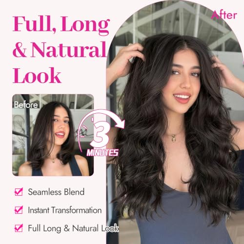 KooKaStyle 20 Inch Curly Clip-In Hair Extensions Rich Dark Brown with Silky Shine