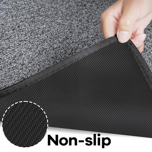 Black 2'6" x 12' Runner Rug with Non-Slip Rubber Backing - Washable Low Pile Carpet for Indoor Hallway Entryway Kitchen Bedroom