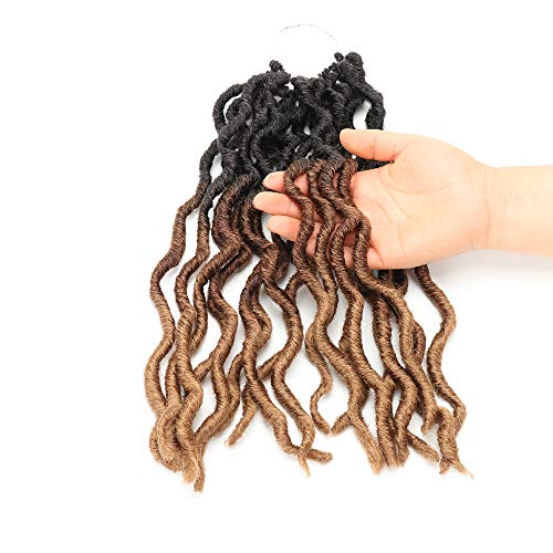 Eliza Wavy Gypsy Locs Crochet Hair - 14 Inch Ombré Goddess Faux Locs, 8 Packs with Variation OM2T3027