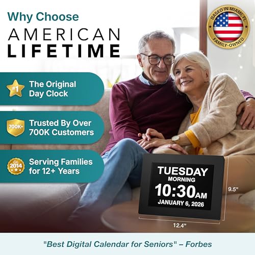 American Lifetime 12-Inch Extra Large Digital Alarm Clock for Seniors in Black