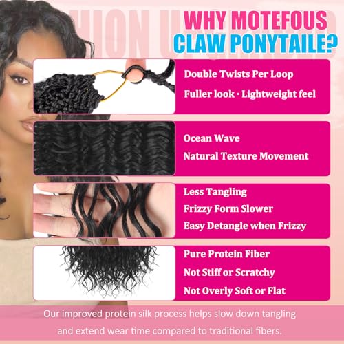 Vynoro 14 Inch 120 Strands Boho Ocean Wave Crochet Hair - Pack of 8, 1B
