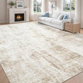 8x10 Beige Washable Area Rug - Abstract Modern Non-Slip Indoor Carpet for Living Room & Bedroom - Variation: Beige / 8' x 10'