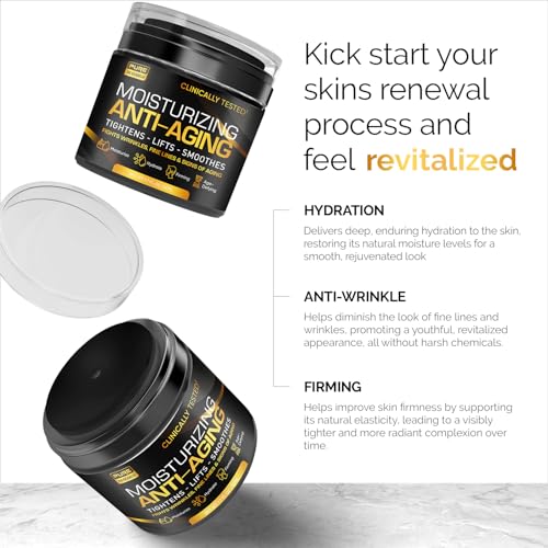 White Men's Face Moisturizer - Anti-Aging Cream with Collagen, Retinol & Hyaluronic Acid - Day & Night Skin Care - 1.7 oz