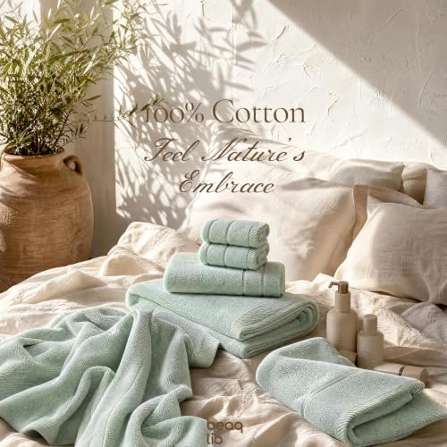 Aqua Cotton Bath Towels Set - 8-Piece Ultra Soft & Absorbent Towel Collection