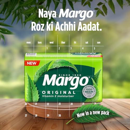 Margo Neem Soap with 1000 Neem Leaves - 8 Pack, 125g Each Natural Skin Care