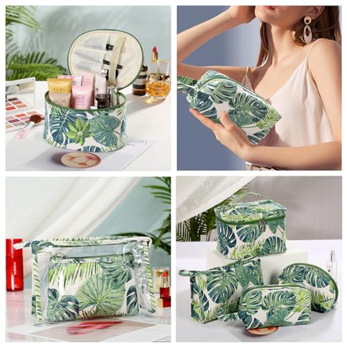 Makeup Bag 4 Pcs Cosmetic Bag Set Portable Travel Cosmetic Bag Multifunction Organizer Storage Bag Toiletry Bag forWomen and Girls (GREEN2)