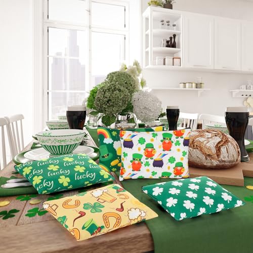 48 Pcs St. Patrick's Day Makeup Bags Bulk Canvas Cosmetic Bags Green Toiletry Storage Zipper Pouch Portable Travel Purse Organizer for Irish Holiday Party Gifts