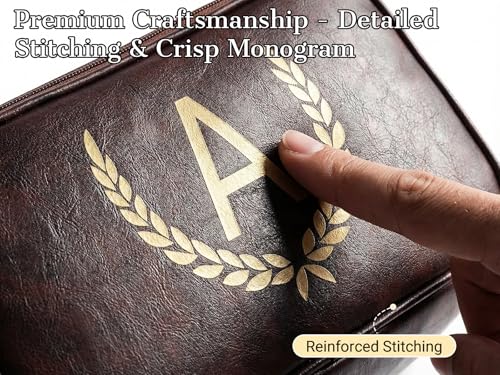 Personalized Men's Toiletry Bag - Custom PU Leather Waterproof Travel Kit with Initial - Tea Brown, Small (S)