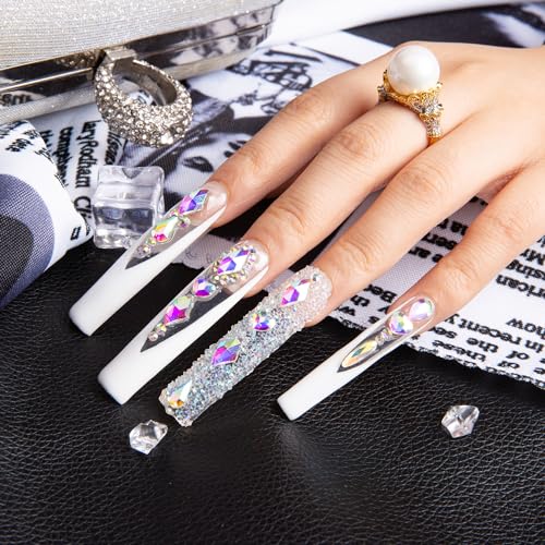 Press On Nails Candy Diamonds & White French Tip - Variation of THIS listing