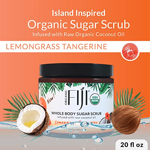 Organic Fiji Lemongrass Tangerine Body & Face Scrub - 20 oz with Coconut Oil - Variation of THIS listing