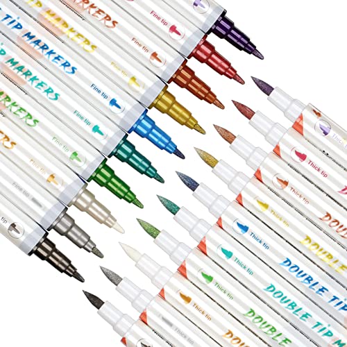 HAWINK Temporary Tattoo Markers for Skin, 10 Body Markers + 56 Large Tattoo Stencils, Dual-End Tattoo Pens Make Bold and Fine Lines ZYH2208001KIT