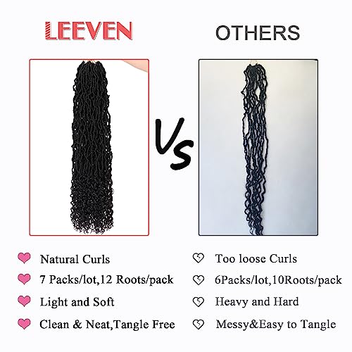 30 Inch Faux Locs Crochet Hair with Curly Ends - Goddess Soft Locs 1B# - Pack of 7