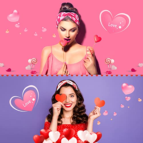 Valentine Heart Headbands for Women 20 Pack Non-Slip Hair Accessories