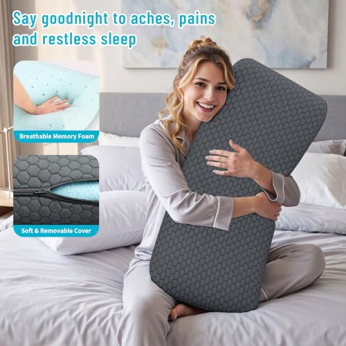 Dark Grey King Size Memory Foam Pillow Set for Side, Back & Stomach Sleepers