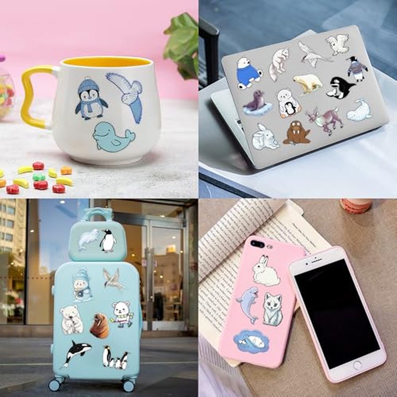 100 PCS Funny Polar Animal Temporary Birthday Blue Party Supplies Favors Seal Owl Cute Fake School Reward Themed Christmas