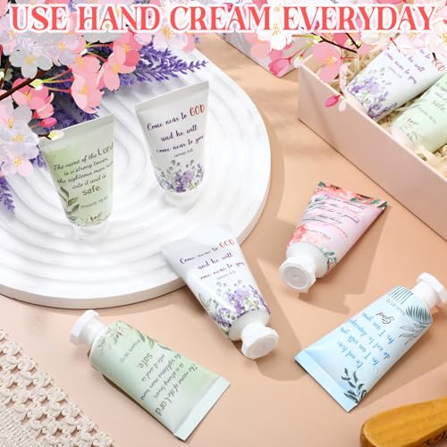Landhoow 72 Pack Christian Hand Cream Bulk for Women Travel Hand Lotion Set Religious Bible Verse Gifts for Easter Church Prayers School Teacher Wedding Anniversary Birthday Mother's Day