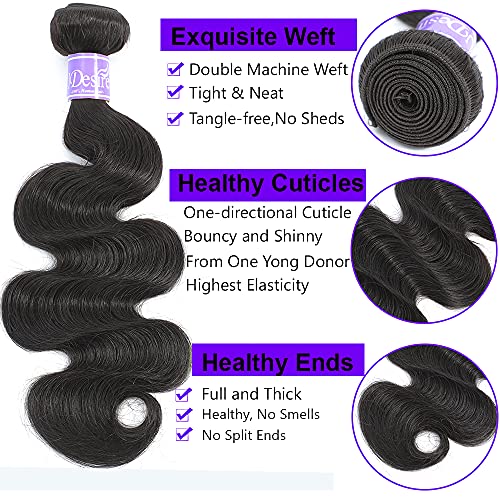 UDesire 18 Inch Natural Black Body Wave Human Hair Bundles - Unprocessed Brazilian Virgin Hair - #1B