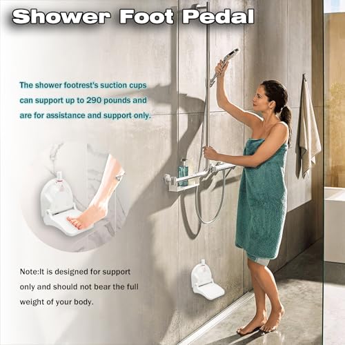 Shower Foot Rest for Shaving Legs with Suction Cup - Foldable Reusable Shower Step