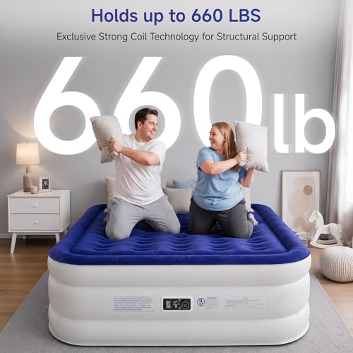 Sebor Blue 18-Inch Twin Self-Inflating Air Mattress with Built-In Pump & Storage Bag