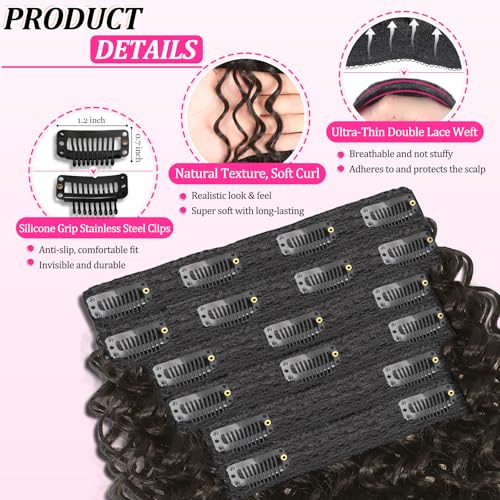 22 Inch Curly Clip-In Hair Extensions - Pack of 6 Dark Brown #4