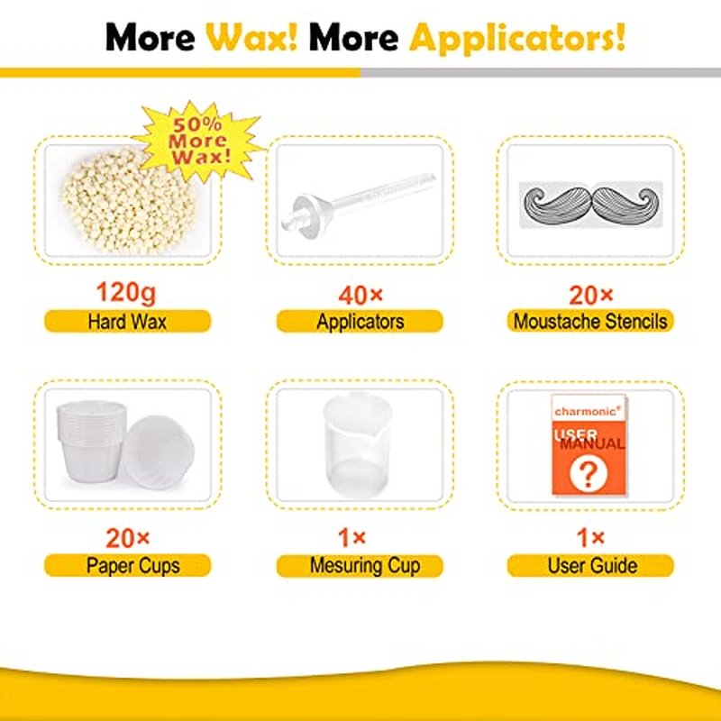 120g Wax Nose Wax Kit, Nose Hair Wax Kit with 40 Applicators, Quick & Painless Nose Waxing Kit for Men and Women, Nose Hair Remover Kits Used 20 Times Usage