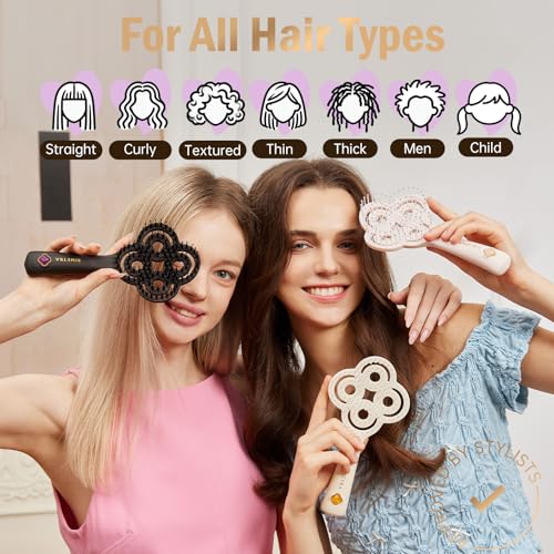 Simetra Detangler Hair Brush for Women & Men - Brown-Purple, Natural Boar Bristles, Crystal & Gold Finish
