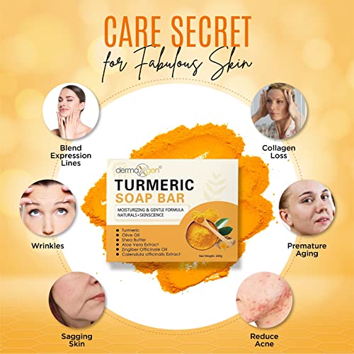 Organic Turmeric Soap Bar for Face & Body – Handcrafted Natural Skincare – Pack of 6 – Soothe & Brighten Skin