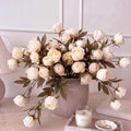 Artificial Peony Flowers Set - Faux Silk Blooms for Vase, 12 Stems, Light Variation