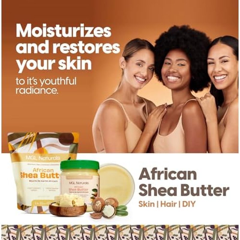MGL Naturals Raw African Shea Butter Ivory 1 lb, 100% Pure and Unrefined. Nourish and moisturize skin and hair. Use alone or DIY recipes. From Ghana, West Africa. (1 lb)
