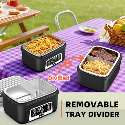 Electric Heated Lunch Box AA Variation - 6.3 Cups Cordless Food Warmer with Rechargeable Battery