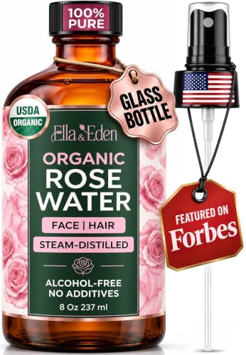 Organic Rose Water Spray for Face & Hair - 8 Oz - Alcohol-Free, Pure & Hydrating