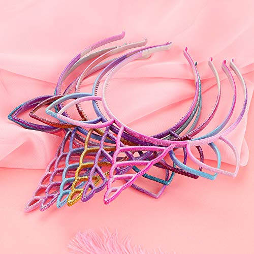Unicorn Horn Headbands Set - 18 Glittery Party Hair Accessories for Girls & Adults