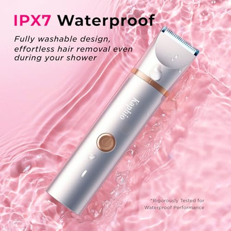 Bikini Trimmer for Women Pubic Hair: IPX7 Waterproof Electric Razors - Rechargeable Electric Body Shaver for Legs, Underarms, Bikini Line- Christmas Gifts for Women (Rose Gold)
