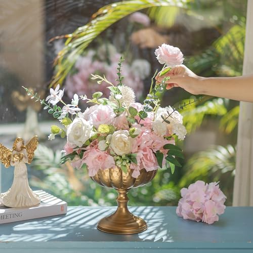 Gold Urn Vase for Wedding & Events - 10Pcs Distressed Compote Centerpieces (Variation: Gold / 10Pcs)