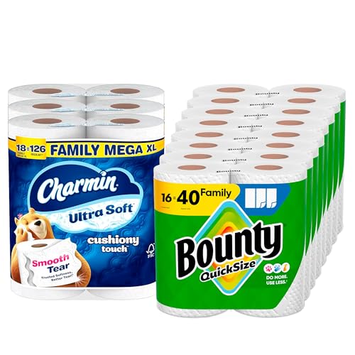Mega XL Paper Towels - White, 18 Family Rolls, Absorbent & Durable