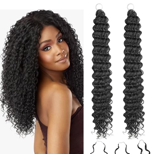 Peliri 20 Inch Feather Crochet Hair Extensions 50 Strands Deep Wave Curly Synthetic Hair for Black Women