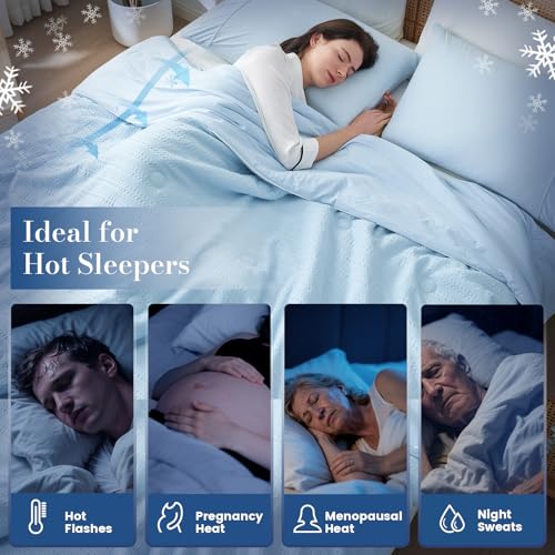 Sky Blue King Waffle Cooling Comforter for Hot Sleepers - Amélie Home