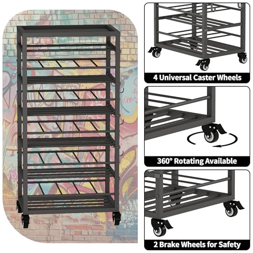 50 Can Spray Paint Rack Organizer - Metal Rolling Storage Cart for Garage & Workshop