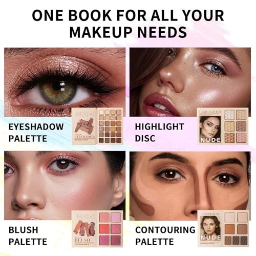 43-Color Makeup Palette with Eyeshadow, Highlighter, Blush & Contour - Book-Style Portable Set