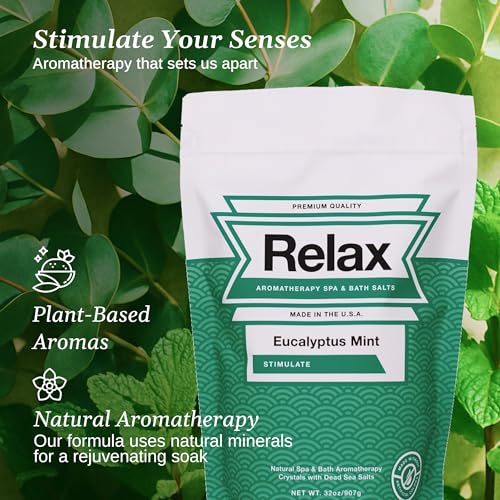 Eucalyptus Mint Bath Salts 2lb - Relax Spa & Bath Magnesium & Epsom Soak