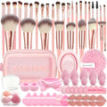 Pink 70-Piece Professional Makeup Brush Set - Multi-Functional Face & Eye Tools