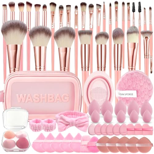 Pink 70-Piece Professional Makeup Brush Set - Multi-Functional Face & Eye Tools