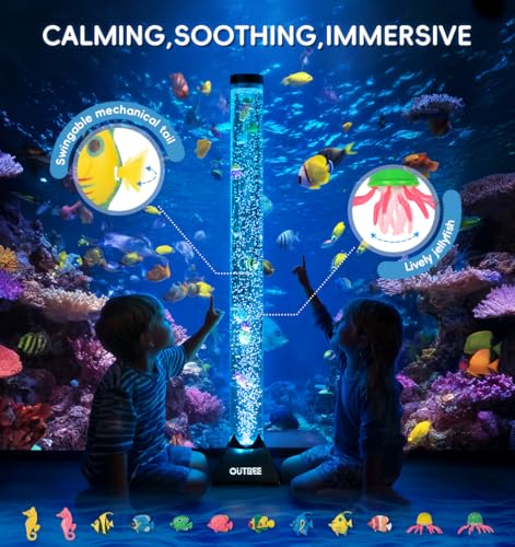 4FT Sensory Bubble Tube Lamp with Wall Bracket & Remote for Relaxation & Sensory Rooms