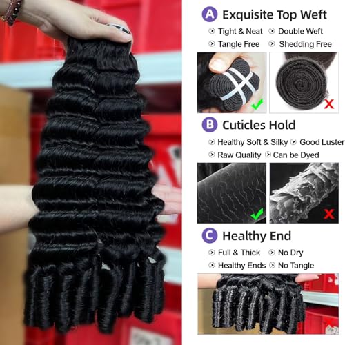 14-Inch Human Hair Extensions with Deep Wave Curl Pattern - Virgin Loose Curly Bundles