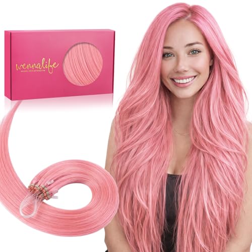 Peach Pink Micro Link Hair Extensions 16 Inch, 25g, 25 Strands, Human Hair