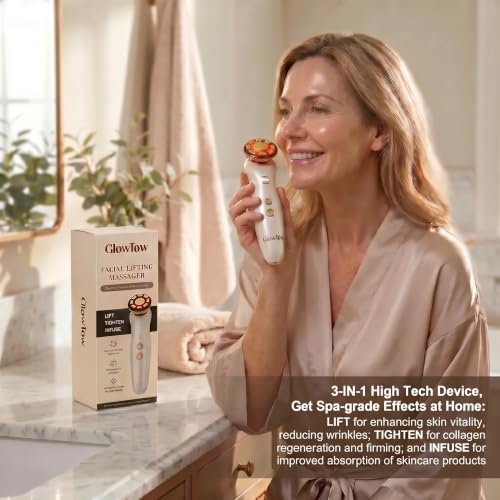 3-in-1 Facial Skin Tightening Device with LED Light Therapy and Microcurrent