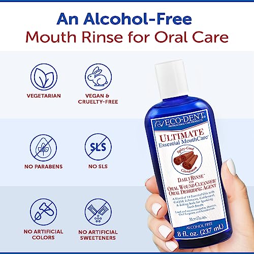 Eco-Dent Alcohol-Free Cinnamon Mouthwash - Baking Soda, CoQ10 & Herbs, 8 Fl Oz Pack of 2